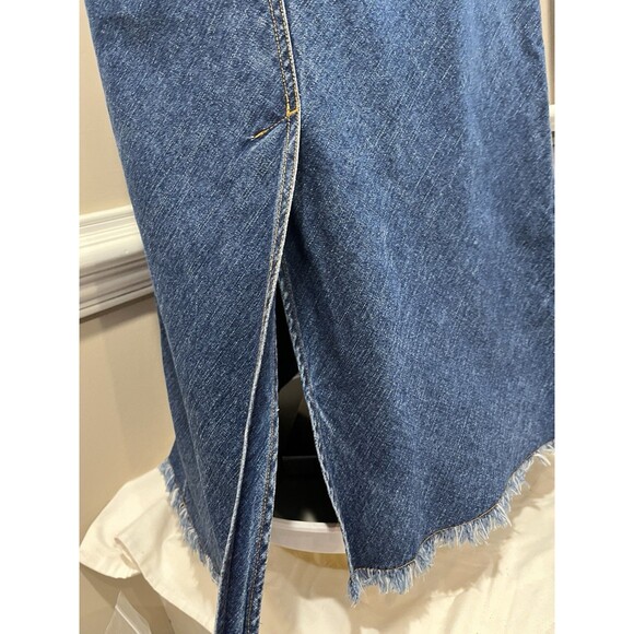 BILL BLASS VTG Jean Skirt 12P Denim Maxi Front/Back Slit Raw Hem Cowgirl Grunge - Picture 4 of 16